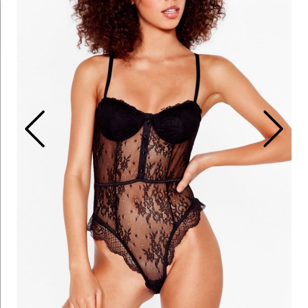 NASTY GAL Feel Your Body Button Me Lace Bodysuit NEW tags